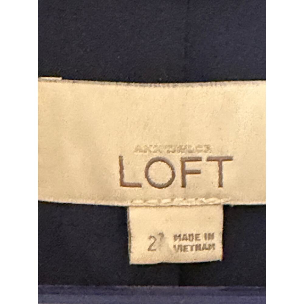 Women's Loft Navy Blazer One Button Work Office Suit Jacket Coat Sz 2 - Picture 3 of 5